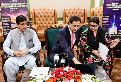 Islamabad 19.05.2026: Speaker National Assembly Sardar Ayaz Sadiq launching the first AI-enabled National Assembly during the soft launch ceremony at Parliament House